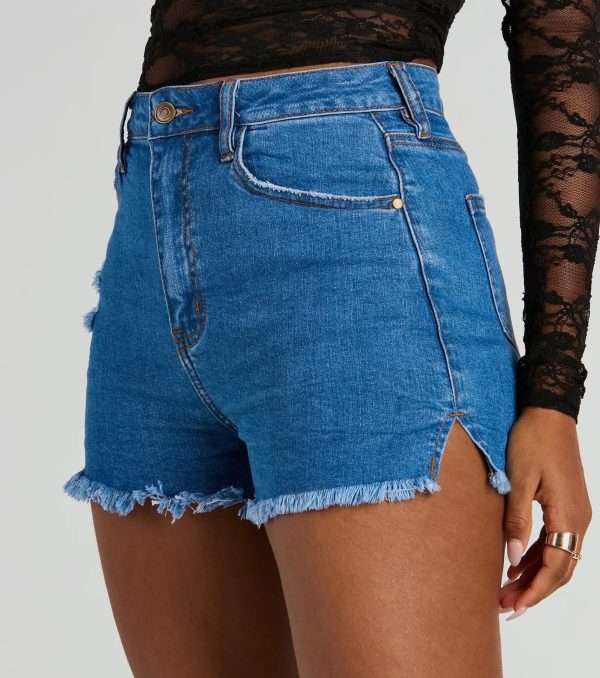 Weekend Fray High Rise Denim Shorts - Image 3