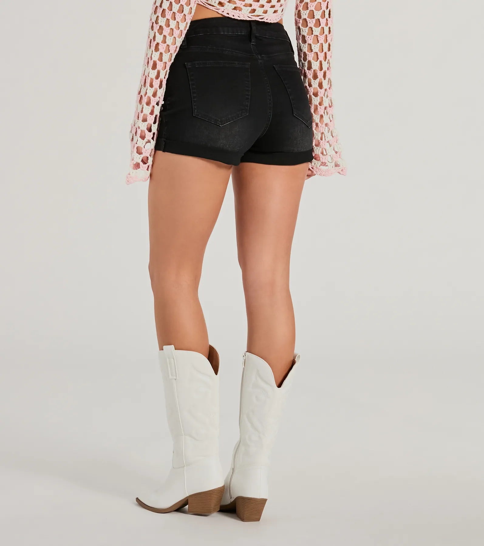 In Demand High-Rise Cuffed Denim Shorts - Image 2