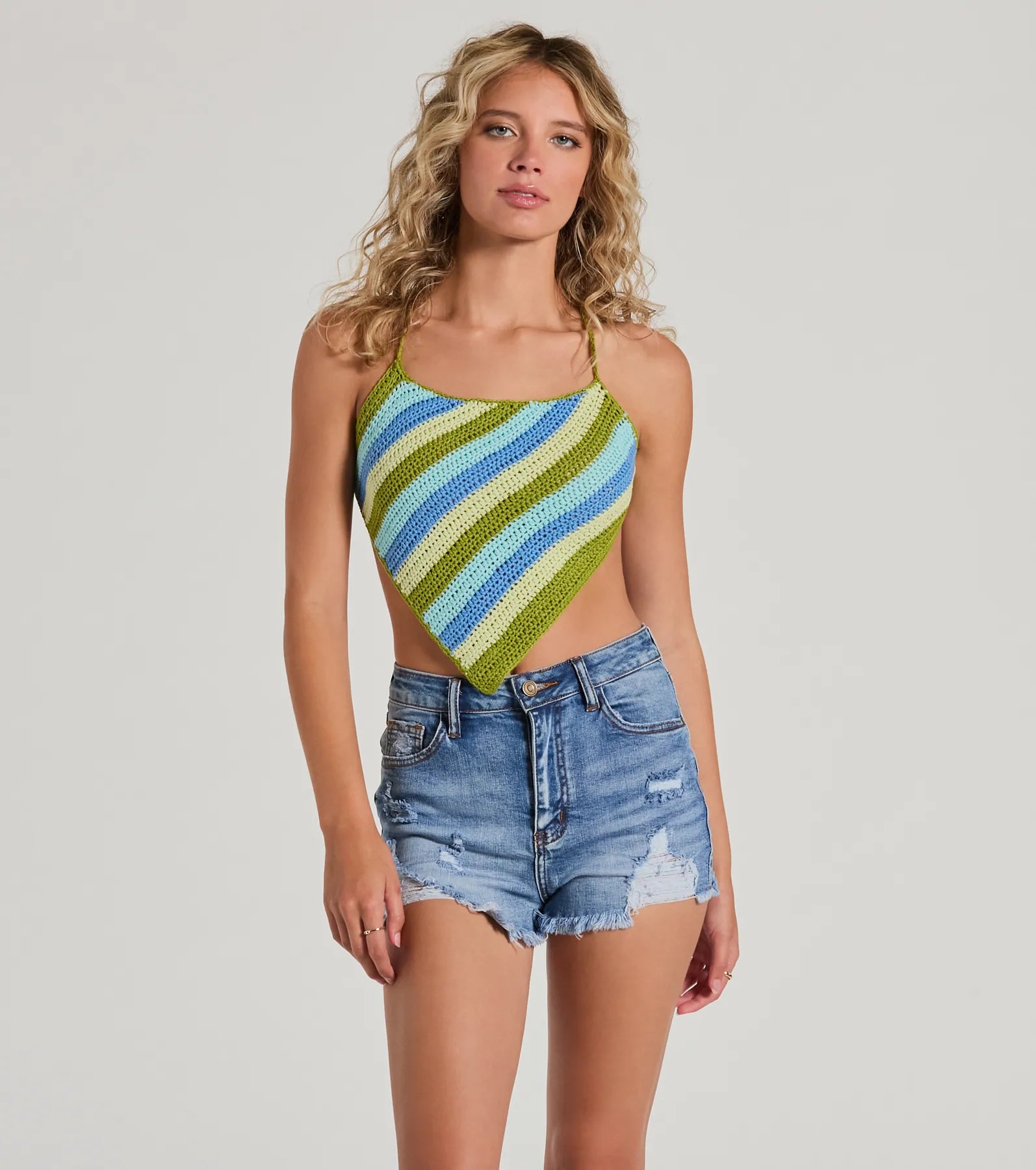 Fun Favorite High Rise Distressed Denim Shorts - Image 4