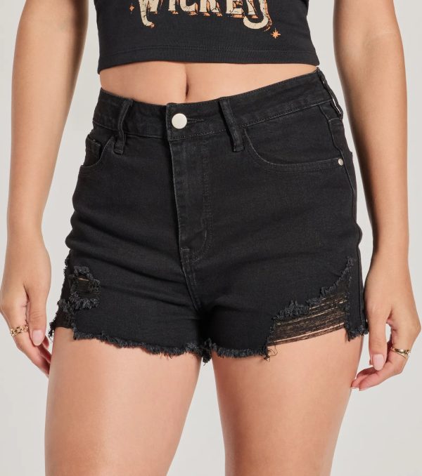 Keep In Style High-Rise Distressed Denim Shorts - Image 3