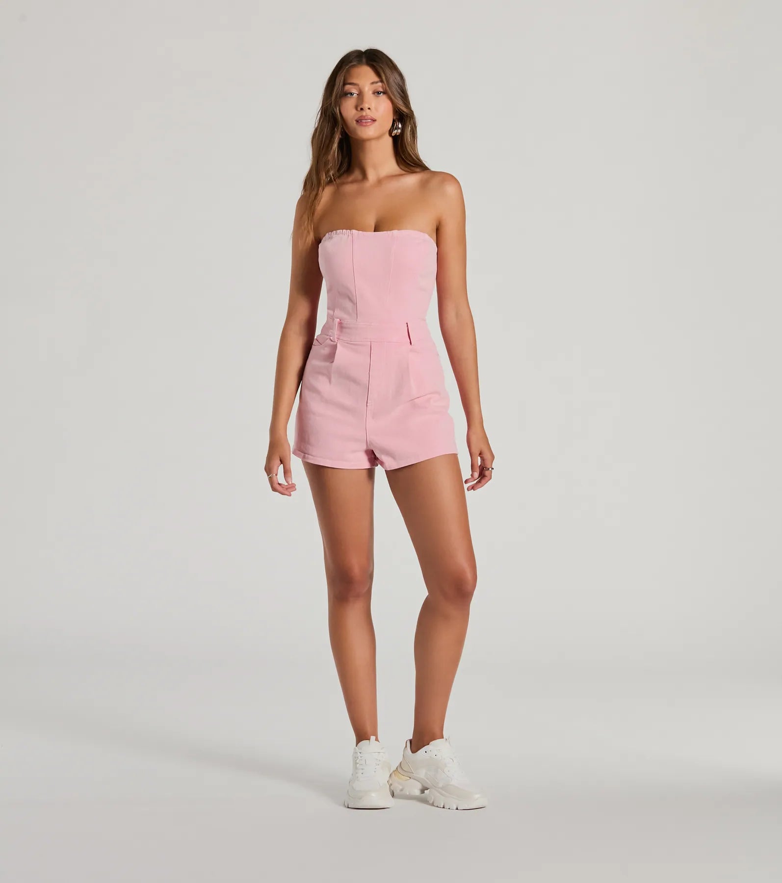 On Your Wishlist Strapless Denim Romper - Image 3