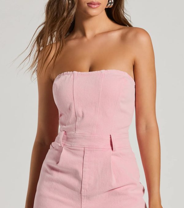 On Your Wishlist Strapless Denim Romper - Image 4