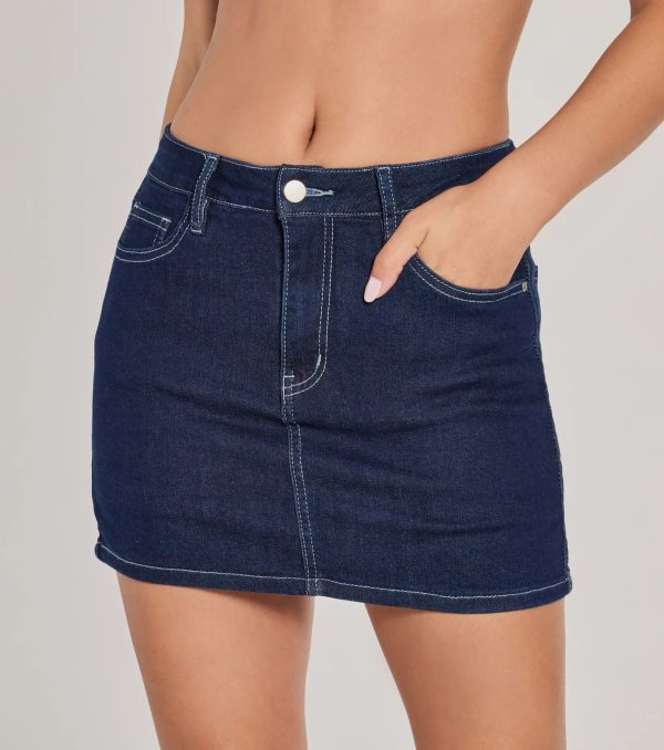 Admirable Aesthetic Mid-Rise Denim Skort - Image 4