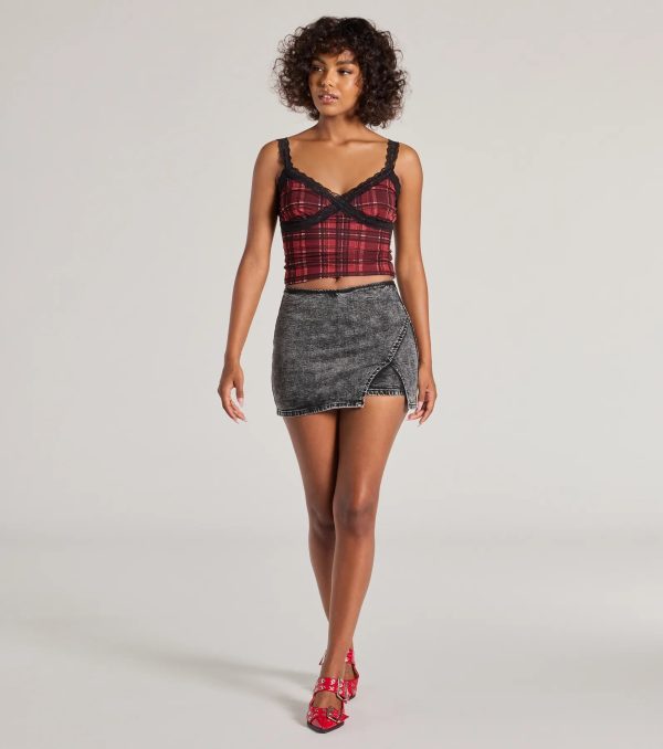 Edgy Style Acid-Wash Denim Skort - Image 3