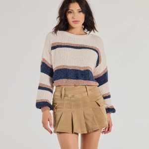 Trendsetter Pleated Denim Cargo Mini Skort