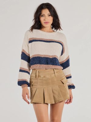 Trendsetter Pleated Denim Cargo Mini Skort