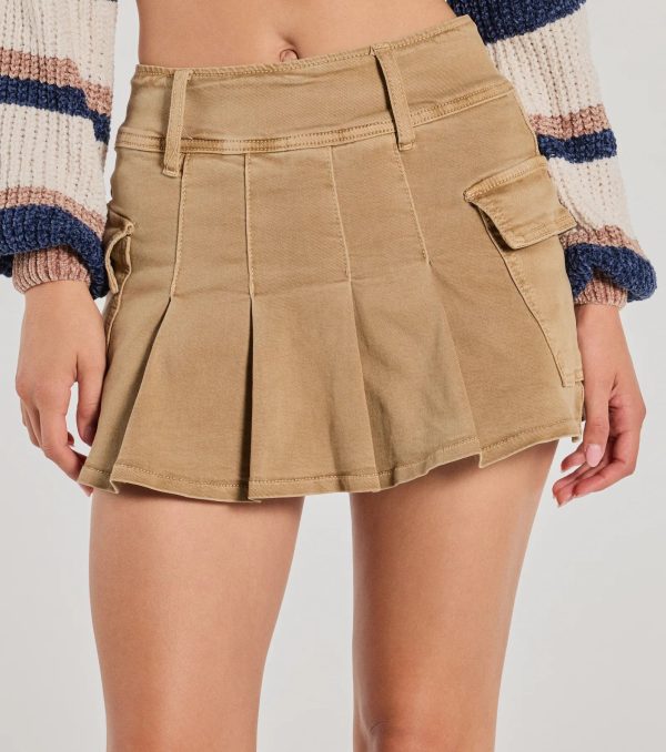 Trendsetter Pleated Denim Cargo Mini Skort - Image 4