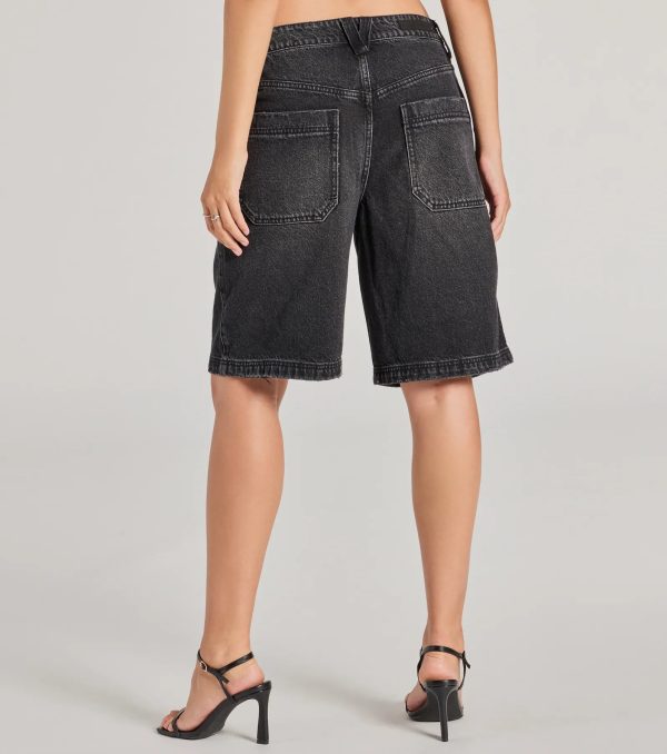 Born To Be Trendy Mid-Rise Denim Jorts - Image 2