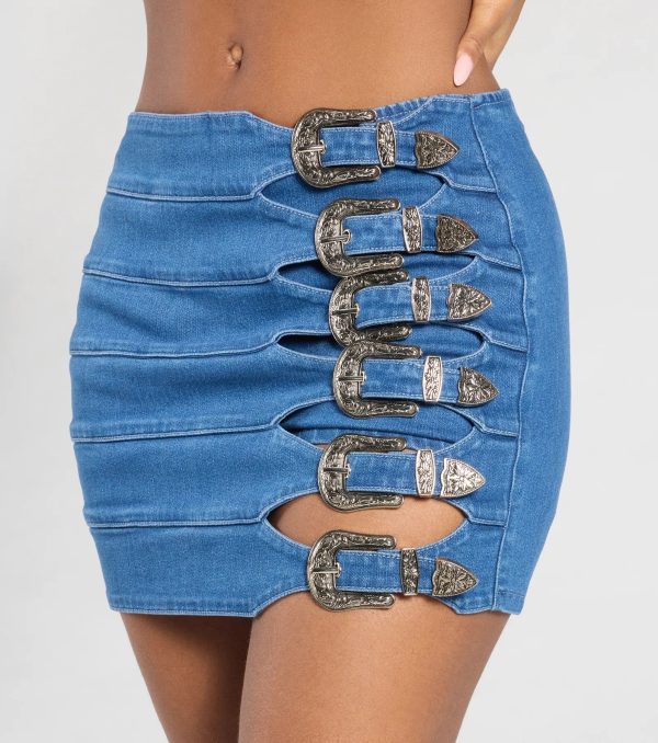 Buckle Down High-Rise Denim Skort - Image 5