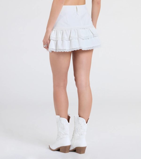 Love At First Sight Mid-Rise Ruffle Denim Mini Skort - Image 2