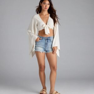 New Addiction Mid-Rise Fray Denim Shorts