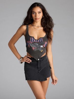 Iconic Street Style Mid-Rise Cargo Denim Skort