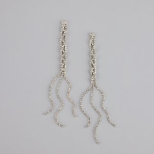 Twisted Shine Rhinestone Fringe Earrings