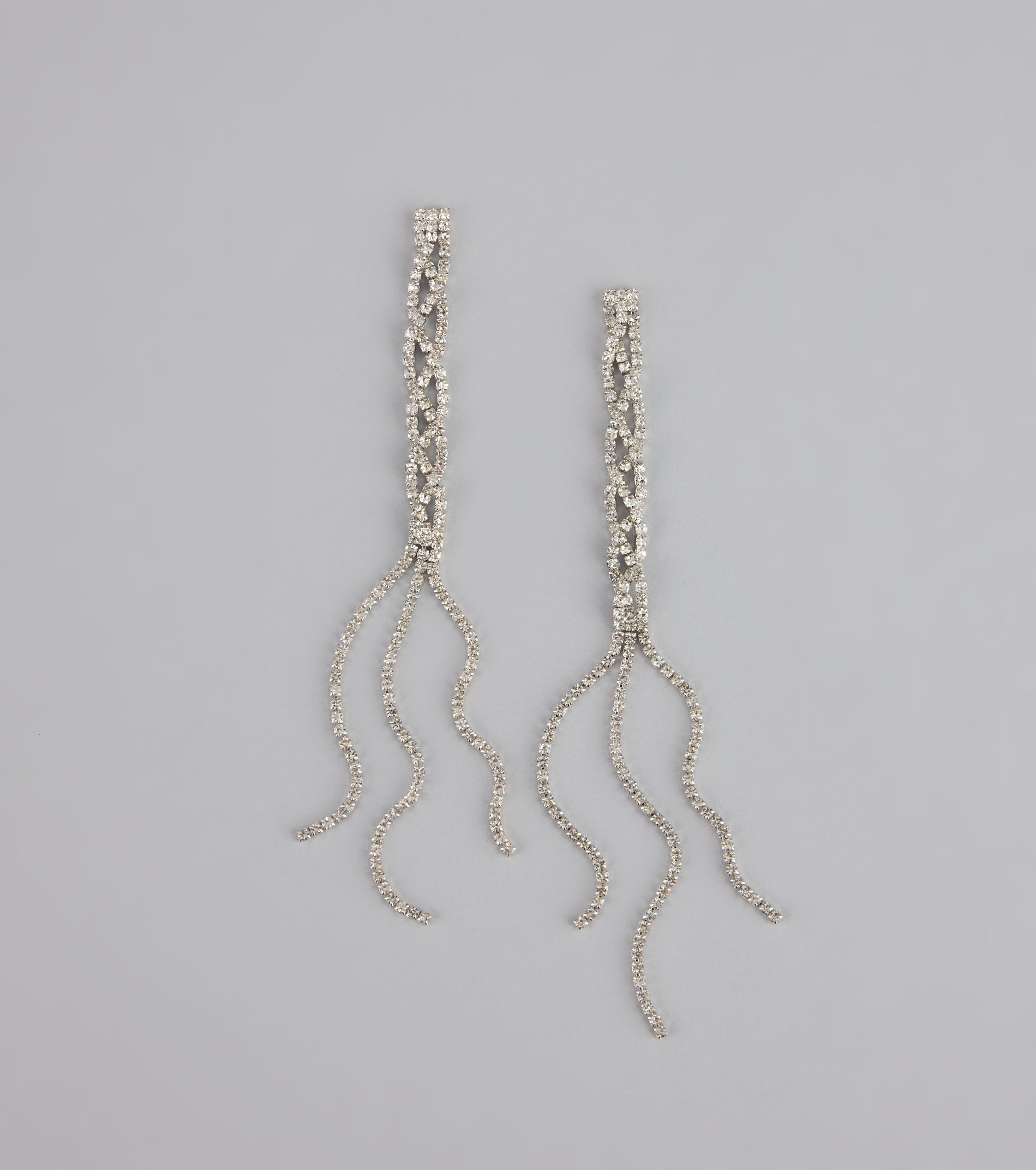 Twisted Shine Rhinestone Fringe Earrings