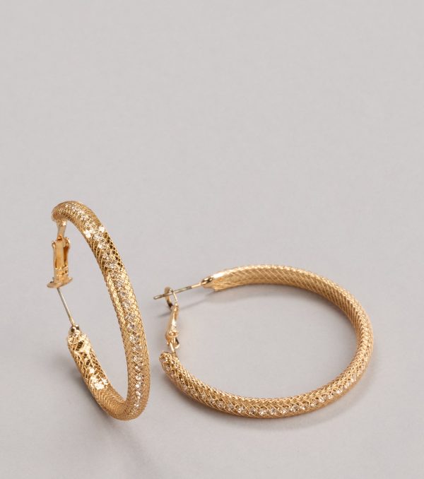 Classic Twist Rhinestone Hoop Earrings - Image 3