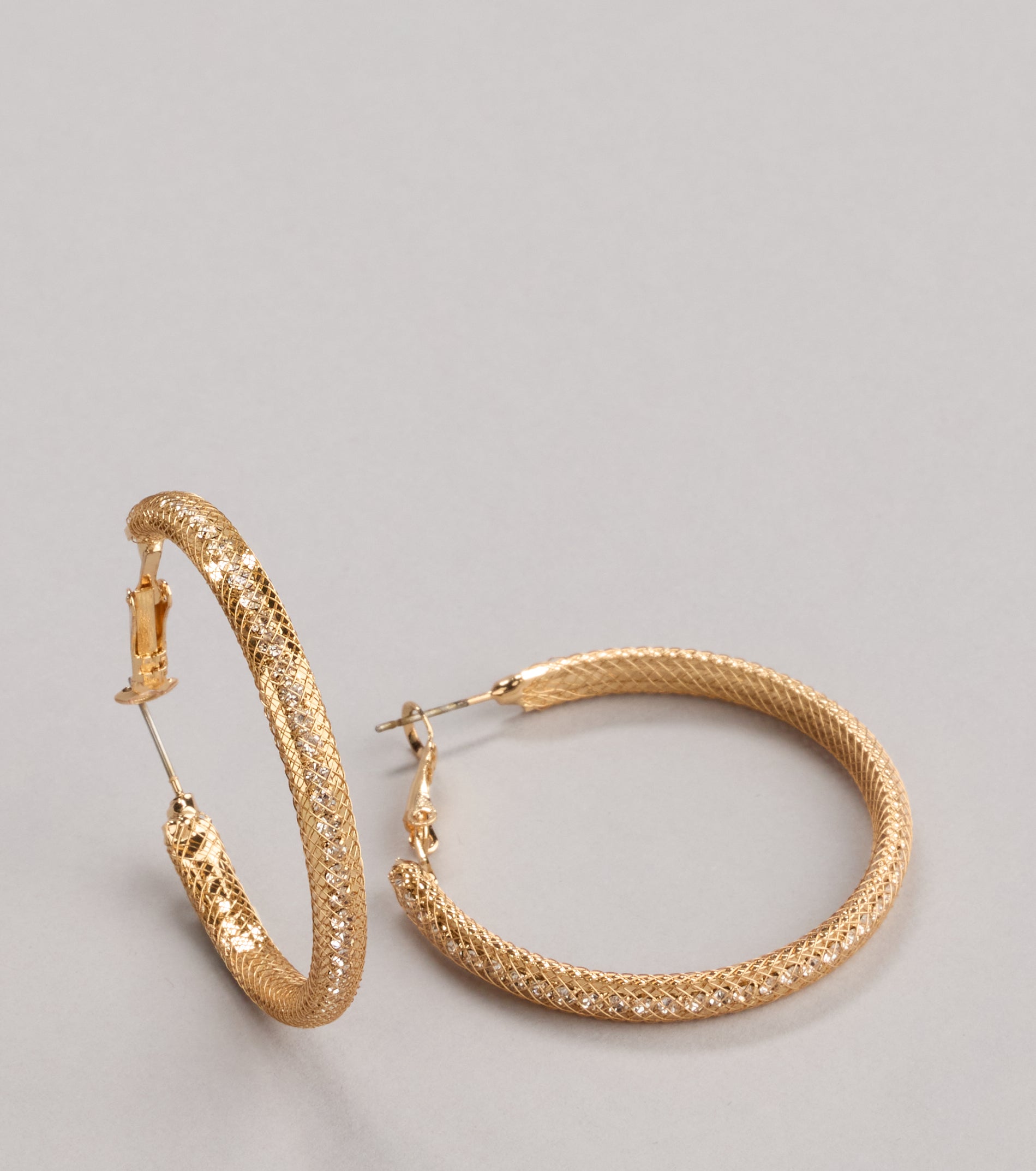 Classic Twist Rhinestone Hoop Earrings - Image 3