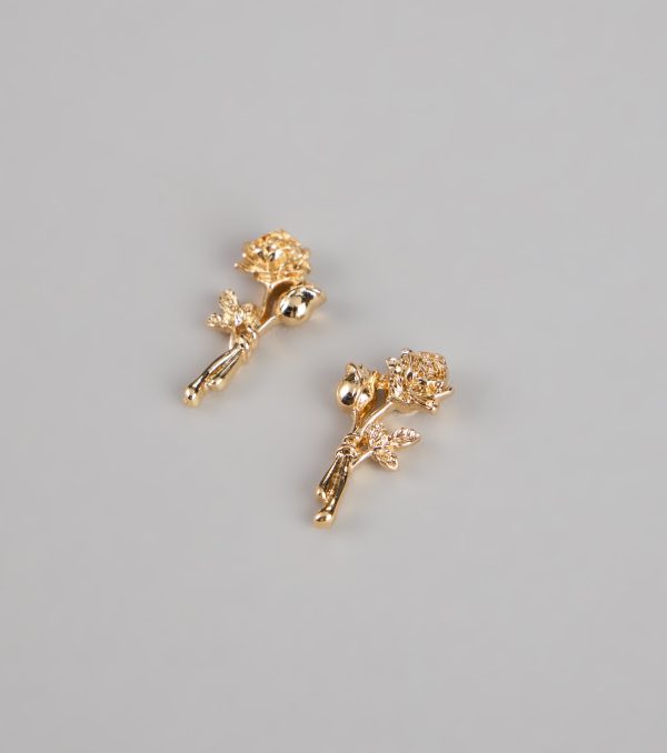 Gilded Garden Rose Stud Earrings - Image 3