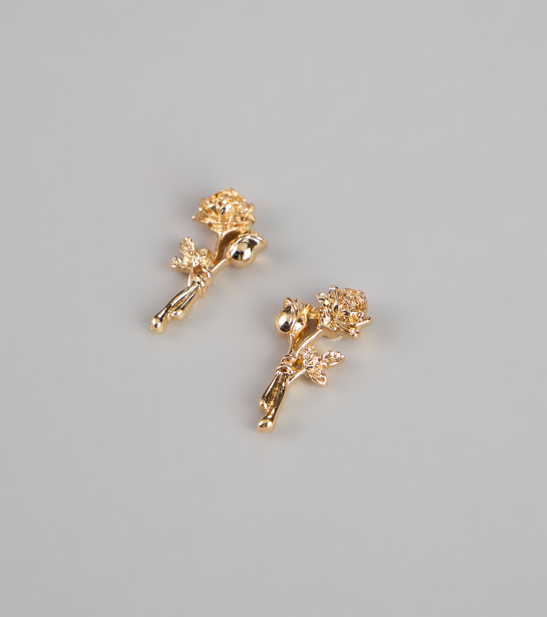Gilded Garden Rose Stud Earrings - Image 3