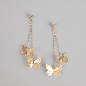 Soft Shine Butterfly Linear Earrings