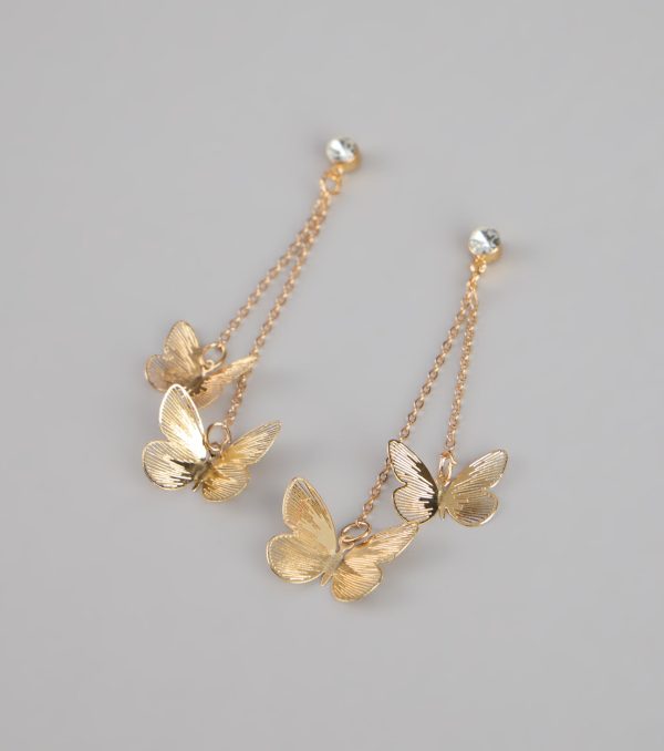 Soft Shine Butterfly Linear Earrings - Image 3