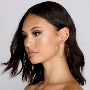 Stunning Sparkle Large Hoop Earrings