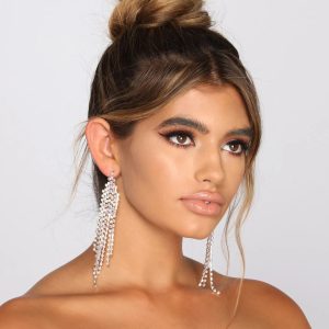 Go With It Iridescent Rhinestone Fringe Earrings