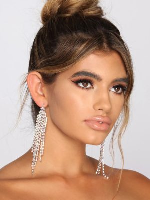 Go With It Iridescent Rhinestone Fringe Earrings