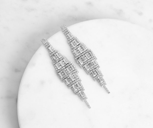 Born For It Baguette Rhinestone Kite Earrings - Image 2