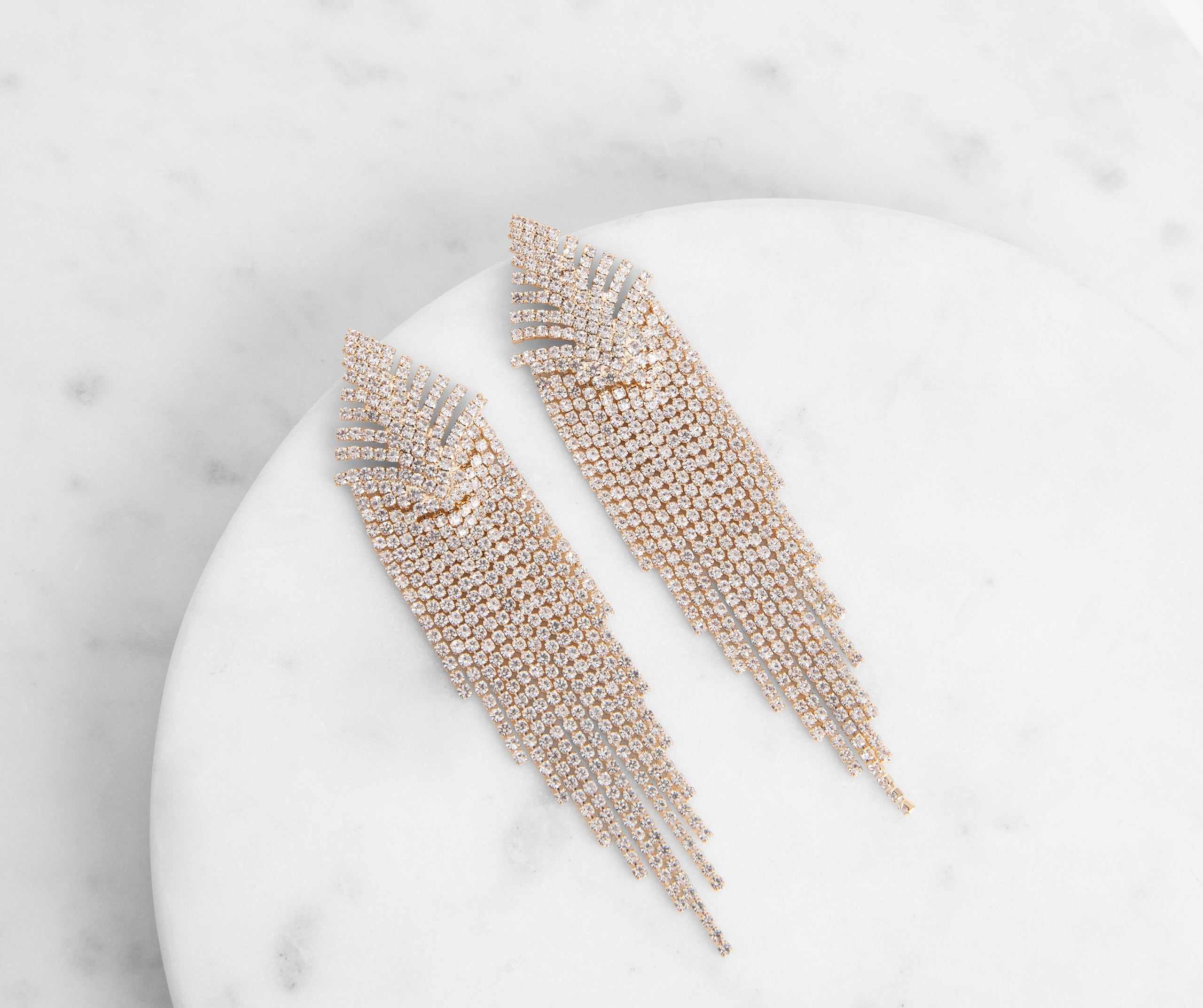 Unique Feels Rhinestone Fringe Earrings - Image 2