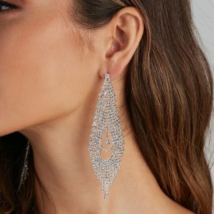 Captivate Them Rhinestone Teardrop Duster Earrings