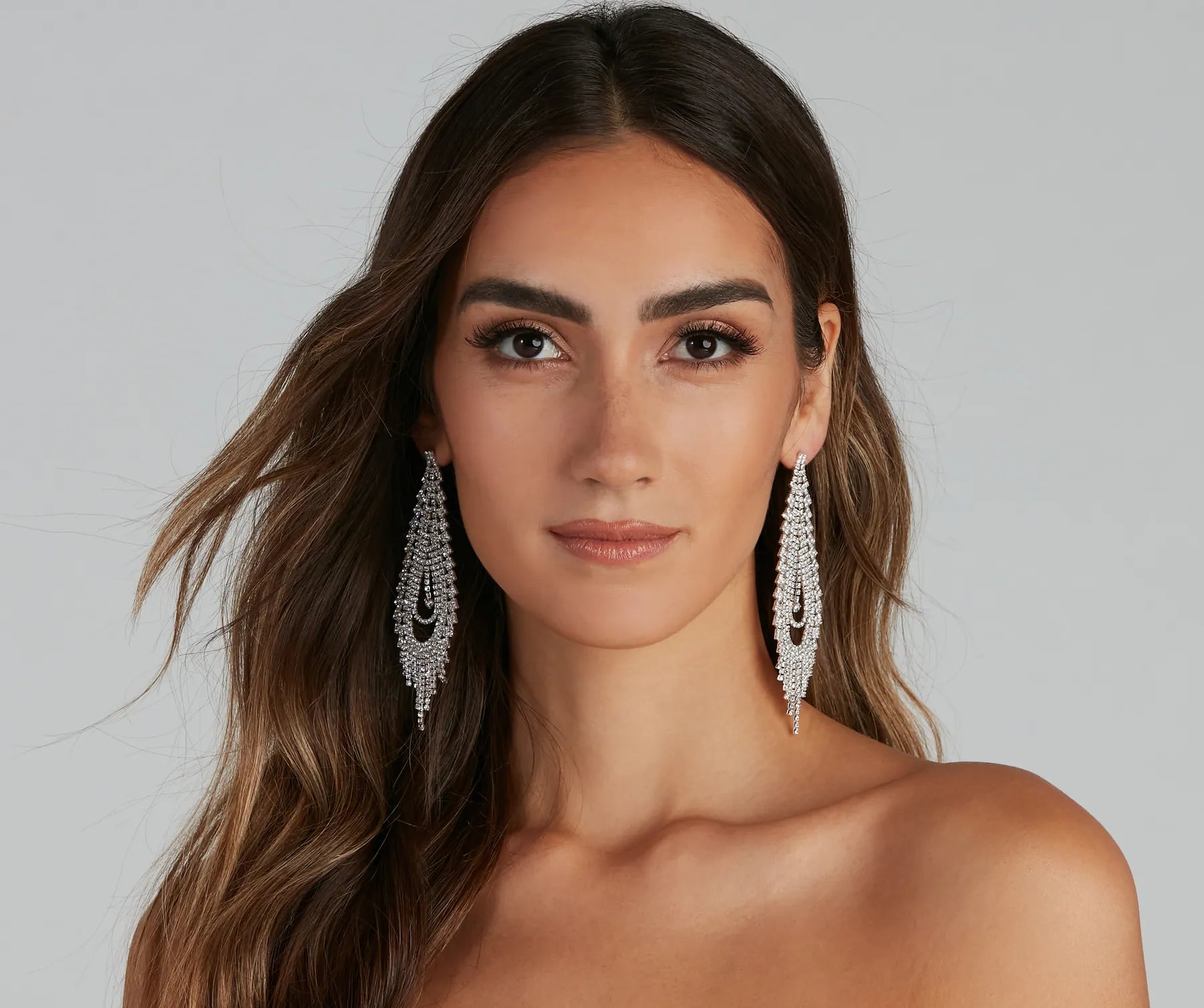 Captivate Them Rhinestone Teardrop Duster Earrings - Image 2
