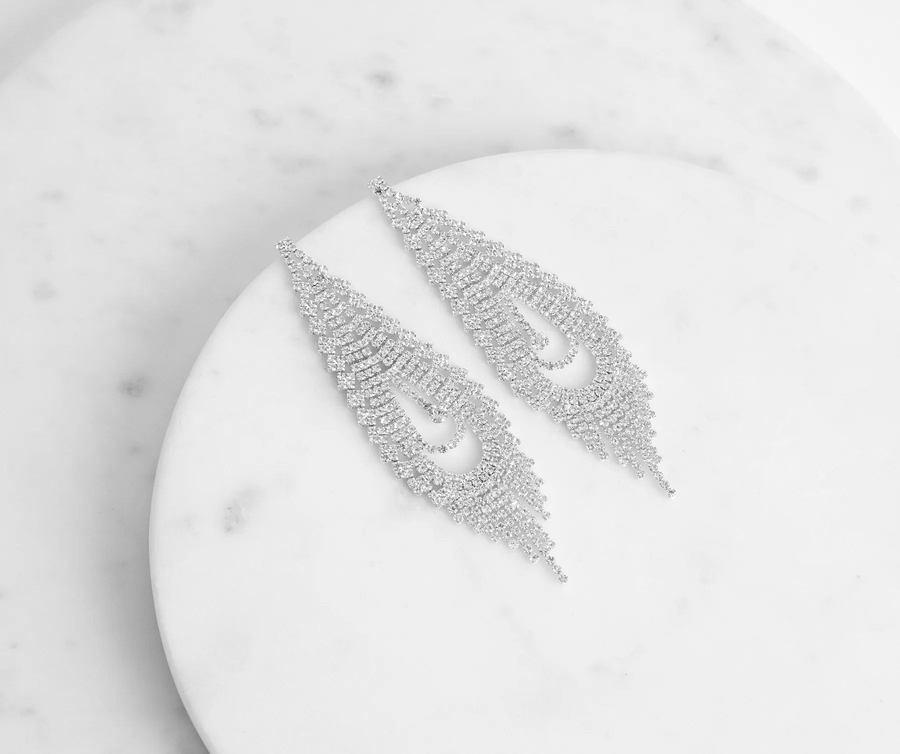 Captivate Them Rhinestone Teardrop Duster Earrings - Image 3
