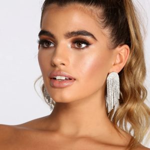 Dreaming Of Diamonds Rhinestone Fringe Earrings