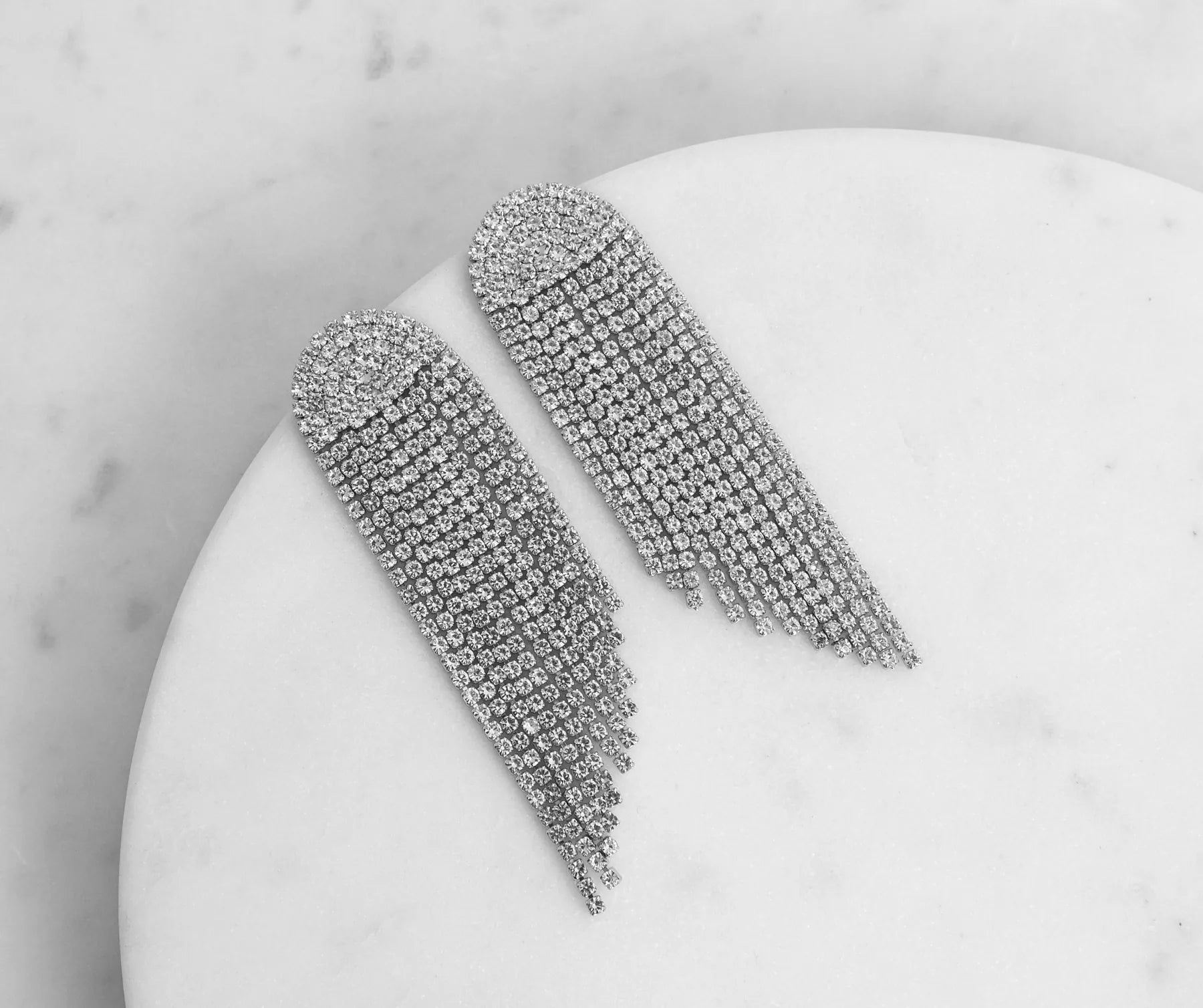 Dreaming Of Diamonds Rhinestone Fringe Earrings - Image 2