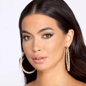 Twisted Rhinestone Hoop Earrings