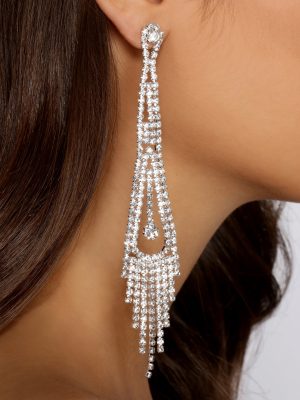 Fringe Fashionista Rhinestone Earrings