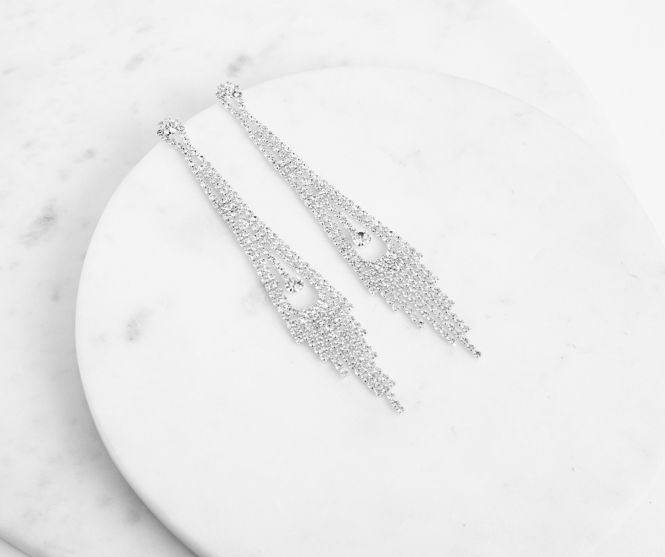 Fringe Fashionista Rhinestone Earrings - Image 2