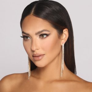 Rhinestone Tassel Duster Earrings