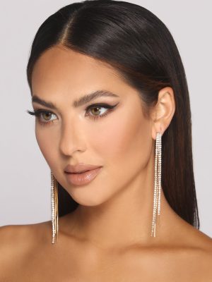 Rhinestone Tassel Duster Earrings