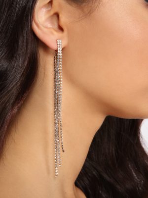 Radiant Beauty Rhinestone Fringe Earrings