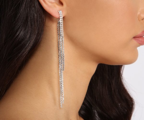 Radiant Beauty Rhinestone Fringe Earrings - Image 3