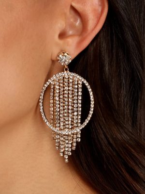 Natural Diva Fringe Rhinestone Hoops
