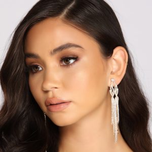 Sparkle It Up Rhinestone Fringe Duster Earrings