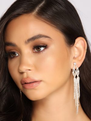 Sparkle It Up Rhinestone Fringe Duster Earrings