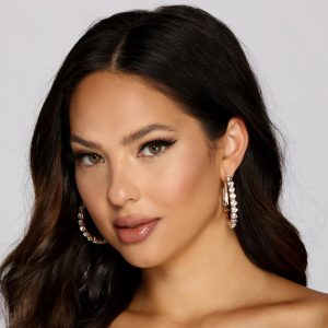 Living The Luxe Life Rhinestone Hoop Earrings