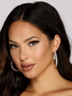 Living The Luxe Life Rhinestone Hoop Earrings