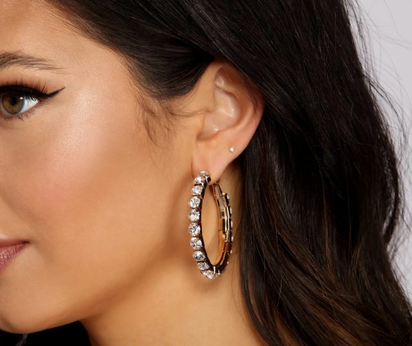 Living The Luxe Life Rhinestone Hoop Earrings - Image 2