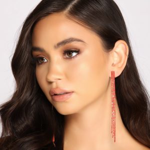 Up To No Good Rhinestone Fringe Earring