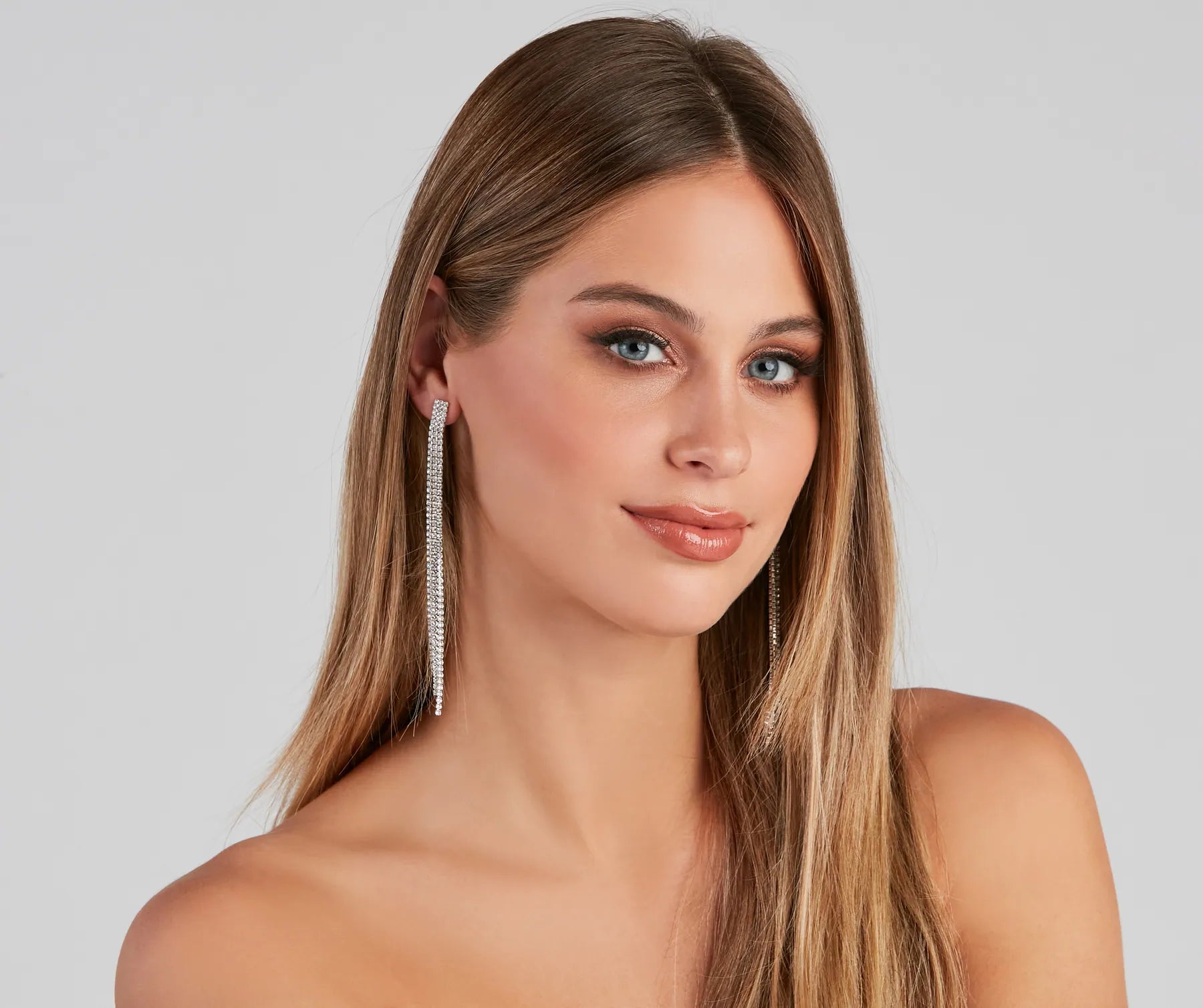 Glamorous Babe Rhinestone Fringe Earrings - Image 6