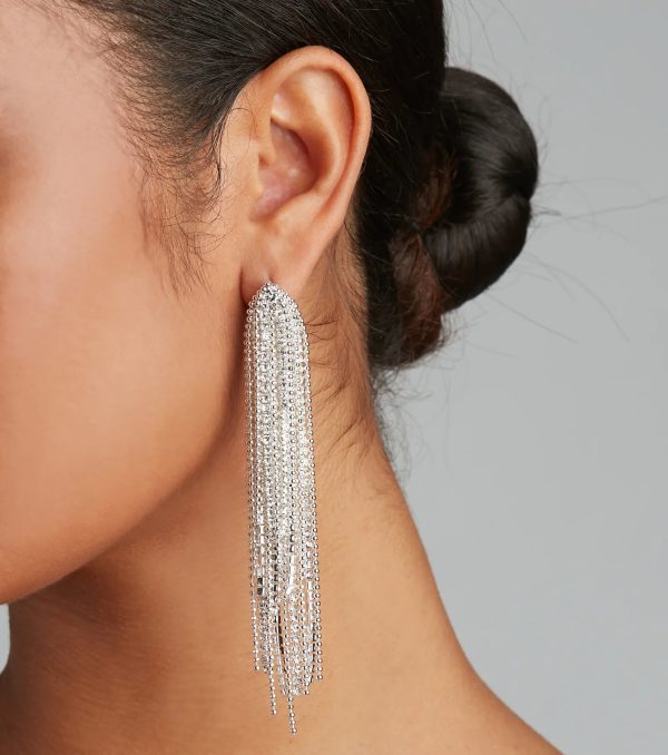 Major Fringe Rhinestone Earrings - Image 2